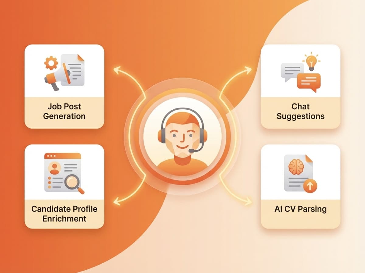 Illustration of AI features inside the Cruits hiring platform