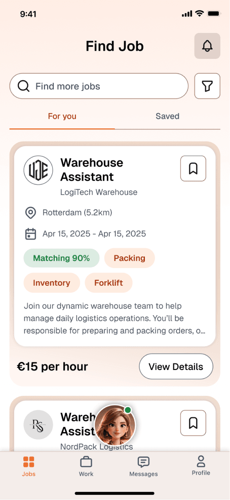 Find Job screen
