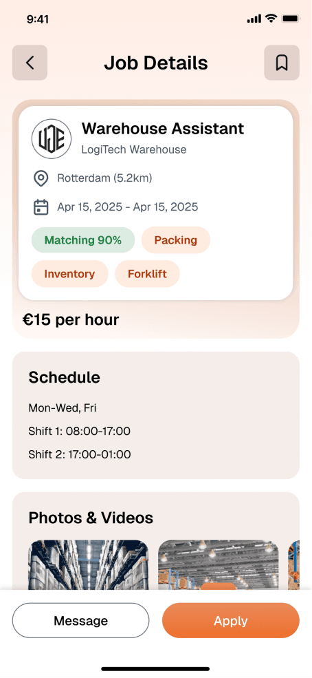Job Details screen