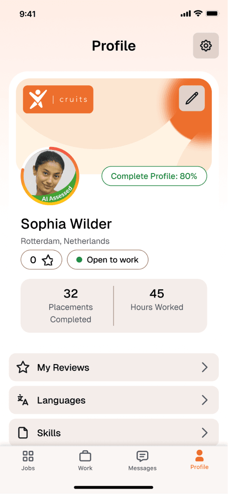 Profile screen