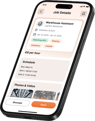Cruits worker app back phone mockup